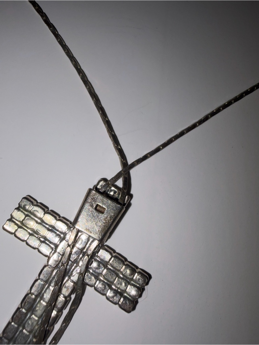 Vintage Y2K Rhinestone Cross Lariat Bolo Necklace Silver Tone Heart Tips Pre2003 - Picture 5 of 5